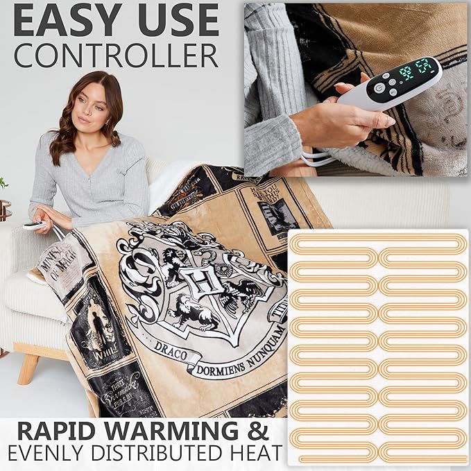 Harry Potter Gifts Heated Blanket Electric, Twin Size Luxurious Fleece Weighted - Image 3