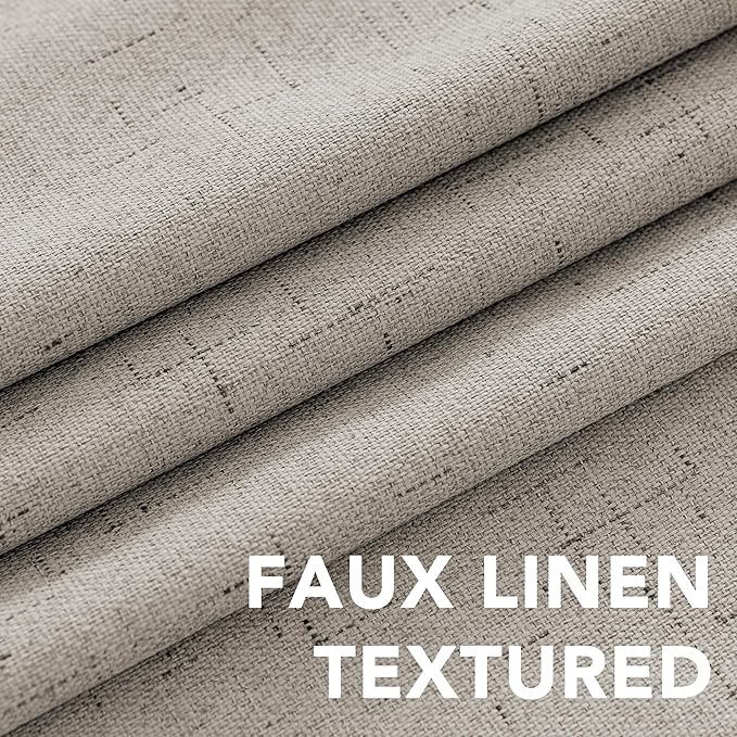 H.VERSAILTEX Primitive Linen Curtains 100% Blackout Curtain Drapes Burlap - Image 4
