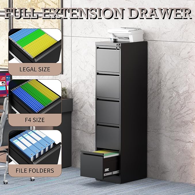 5 Drawer Vertical File Cabinet - Image 6