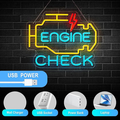 Check Engine Neon Sign for Garage Wall Decor Check Engine Neon Signs Car Auto - Image 5