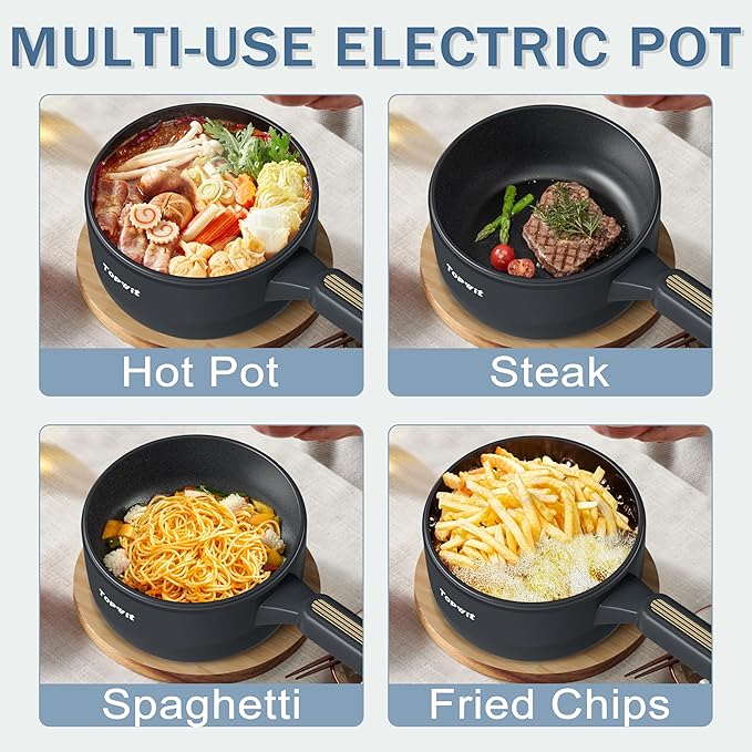 TOPWIT Hot Pot Electric with Steamer, 2L Multifunctional Electric Cooker - Image 4