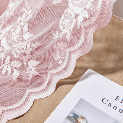 Baby Pink Lace Curtains 72 Inch Length 2 Panels Set - Romantic Flower Sheer for Living Room Bedroom Decor - Rod Pocket Light Filtering Window Panels for Kids Girls Nursery Room, 52x72