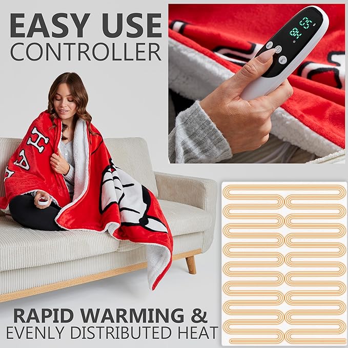 Peanuts Snoopy Heated Blanket Electric, Luxurious Fleece Throw, 9 Heat Settings - Image 3