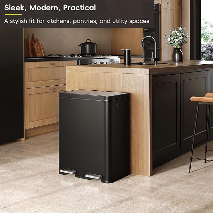 EKO Edison 8+8 Gallon Dual Trash Can - Image 3