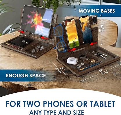 BarvA Two Phone Docking Station | Night Stand Desk Organizer | Wood Nightstand - Image 3