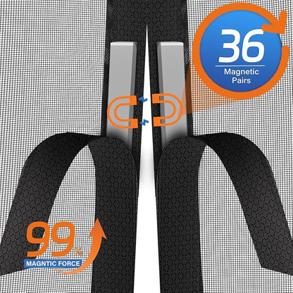 Magnetic Screen Door Mesh Left Right Side Opening Upgraded PET Material Mesh - Image 4