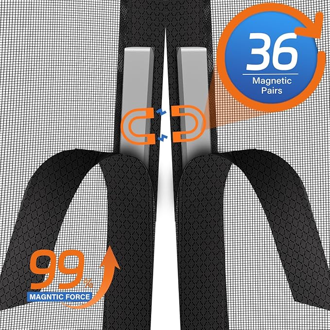 Magnetic Screen Door Left Right Side Opening Upgraded PET Mesh Greater Than - Image 4