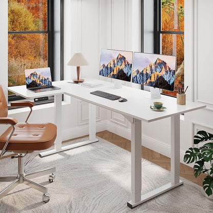 SANODESK 4-Leg L Shaped Standing Desk, Electric Height Adjustable Desk - Image 2