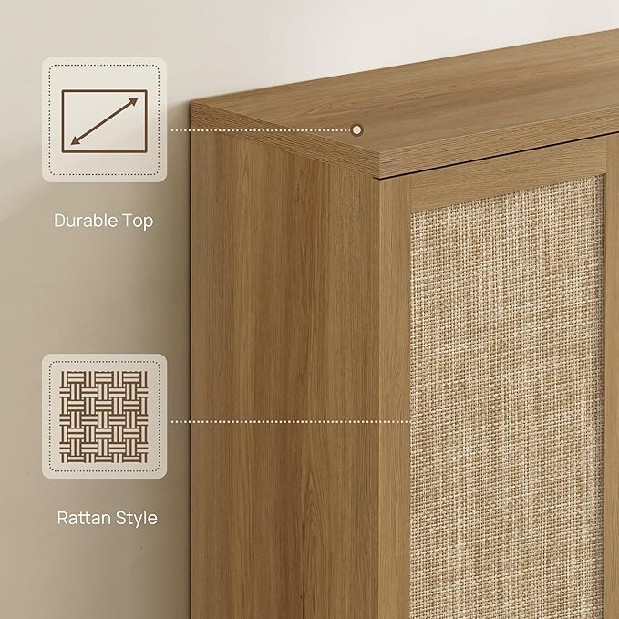 SICOTAS Rattan Shoe Storage Cabinet - Image 7