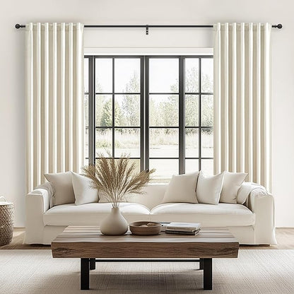 90 Inch Warm Cream Linen Blend Curtains - Image 6