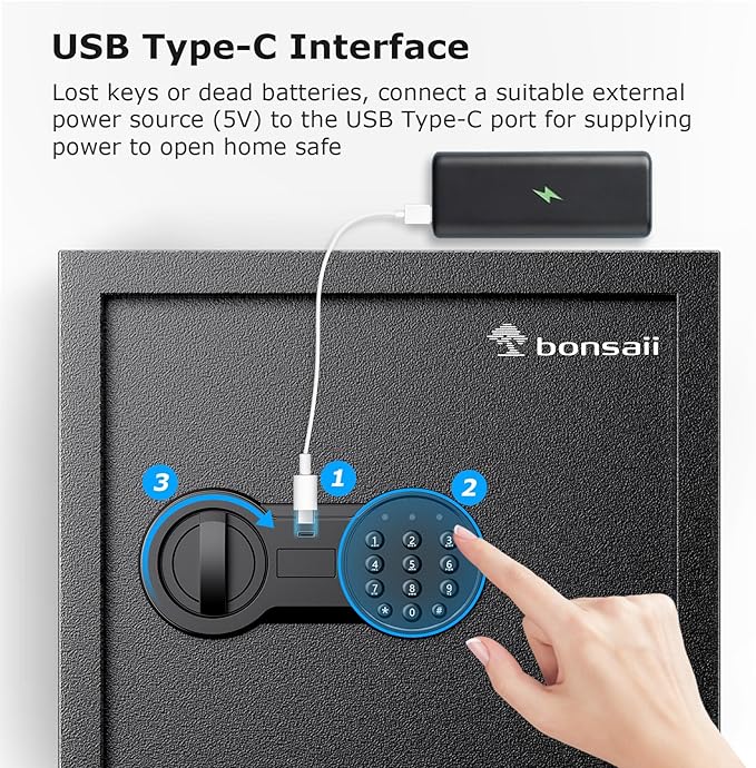 Bonsaii Steel Safe Box with Digital Keypad Lock, 1.2 Cubic Feet Security - Image 6
