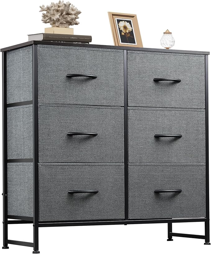 WLIVE Fabric Dresser for Bedroom, 6 Drawer Double Dresser, Storage Tower by WLIVE