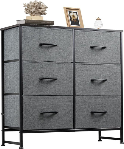 WLIVE Fabric Dresser for Bedroom, 6 Drawer Double Dresser, Storage Tower by WLIVE