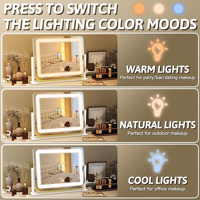 FENNIO Vanity Mirror with Lights, 3 Color Modes & Brightness Adjustable - Image 2