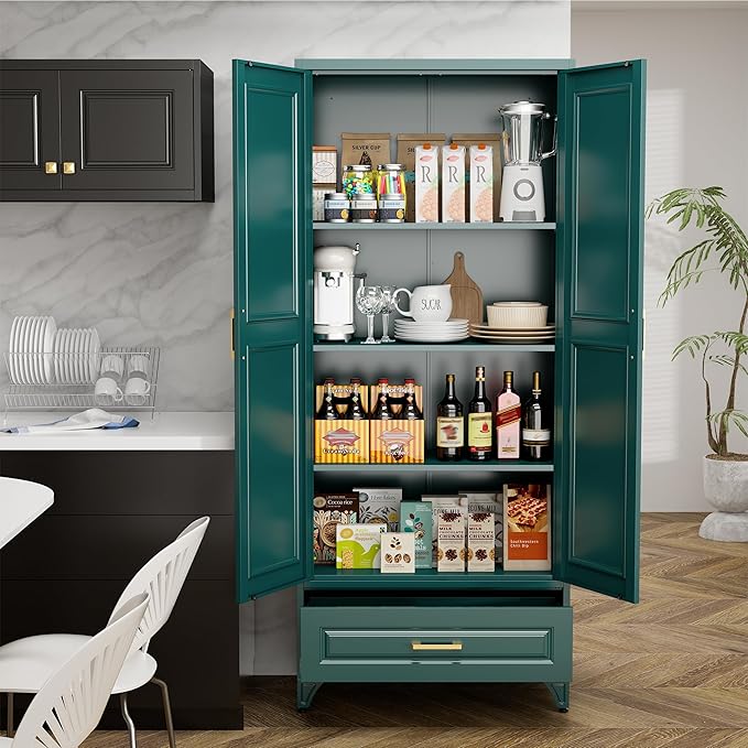 75" Tall Metal Storage Cabinet, Kitchen Pantry Storage Cabinets - Image 7