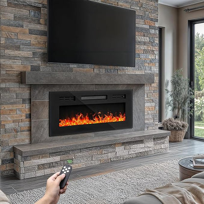 DWVO 36 Inches Electric Fireplace, Recessed or Wall Mounted, Fireplace Heater by DWVO
