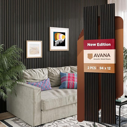 Avana Acoustic Wood Wall Panels – 94.4 X 12.6 Inch Smoke Oak Acoustic Panels 2 by AvanaHome