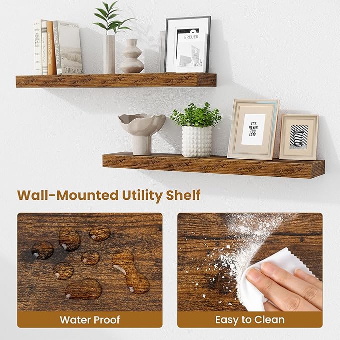 Fun Memories Bathroom Shelves 32 Inch Long Set of 2, Floating Shelves - Image 4