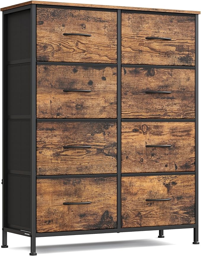 SONGMICS Dresser for Bedroom, Chest of Drawers, 8 Non-Woven Fabric Drawers by SONGMICSbySONGMICSHOME