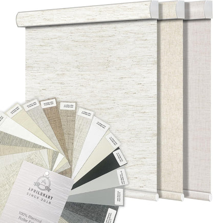 Motorized Blinds with Remote,100% Blackout Motorized Roller Shades | Compatible with Apple HomeKit Alexa Google Home-Voice and app Control, Smart Blinds (A Set of Fabric Sample booklets)