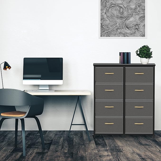SIMPLE HOUSEWARE 8 Drawer Wide Dresser Tall Storage Tower, Dark Grey - Image 4