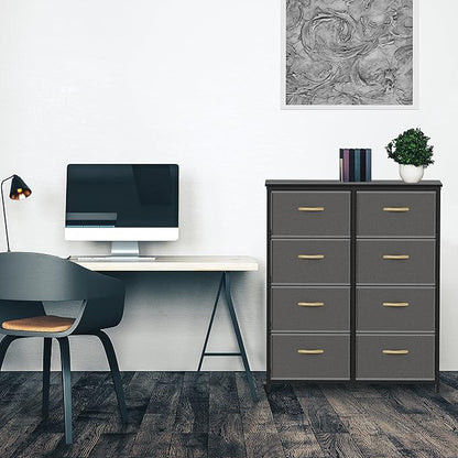 SIMPLE HOUSEWARE 8 Drawer Wide Dresser Tall Storage Tower, Dark Grey - Image 4