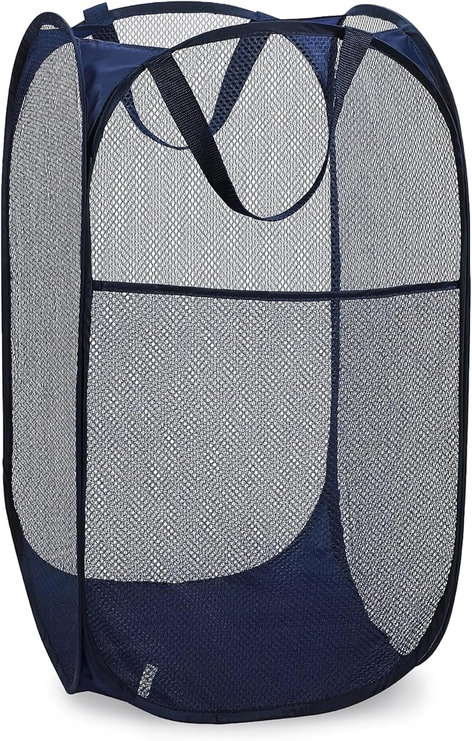 Handy Laundry Collapsible Mesh Foldable Hamper 14" x 14' x 24" Navy Blue by Handy+Laundry