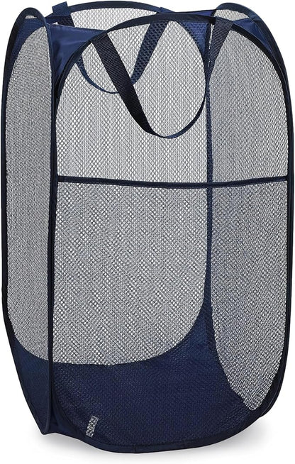 Handy Laundry Collapsible Mesh Foldable Hamper 14" x 14' x 24" Navy Blue by Handy+Laundry