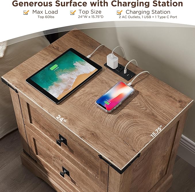 T4TREAM 24" Farmhouse Nightstand - Image 4