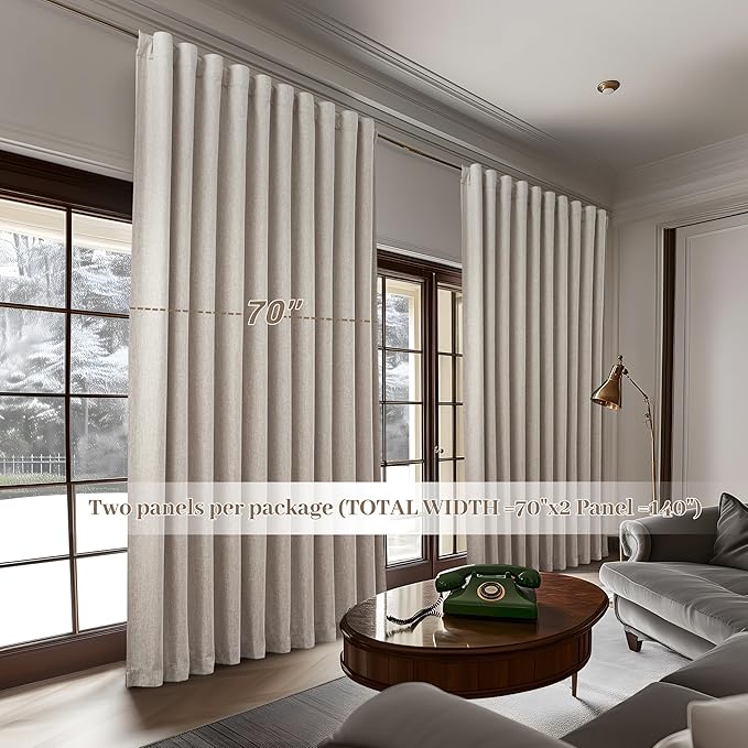Extra Wide 70 Inch Length Blackout Curtains & Drapes 120 Inches Long 2 Panels - Image 6