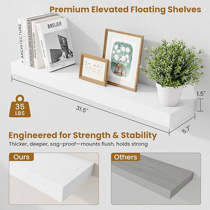 Fun Memories Bathroom Shelves 32 Inch Long Set of 2, Floating Shelves - Image 2