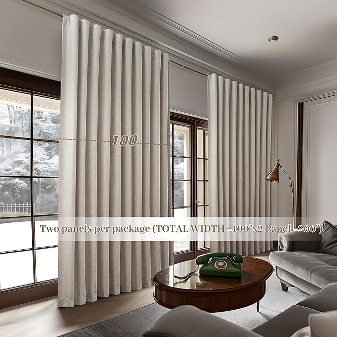 Curtains 100 Inch Length Wide Pleated Blackout Curtain - Image 5
