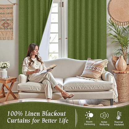 LAMIT 100% Blackout Linen Curtains - Image 2