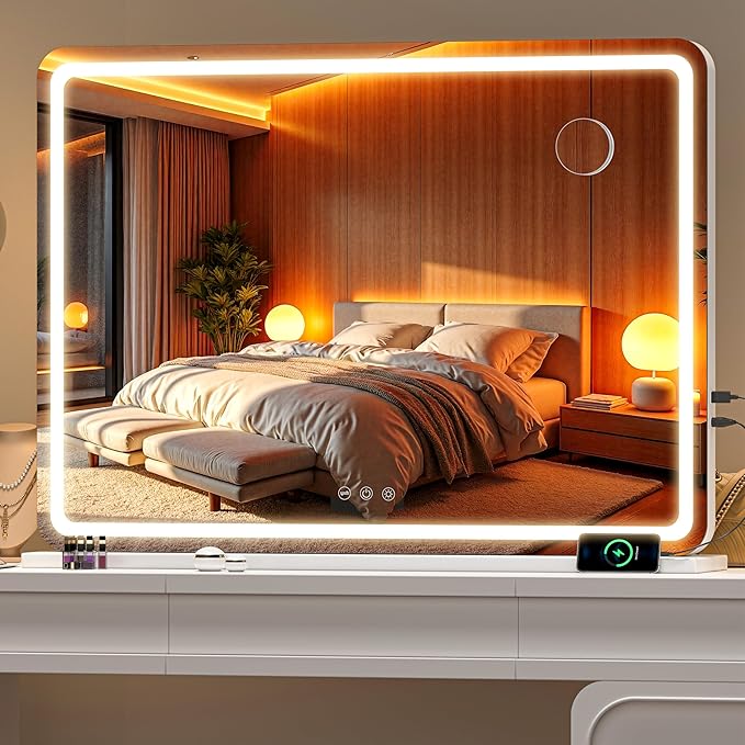 Vanity Mirror with Lights, Dimmable 3 Modes, Memory Function, Smart Touch by BatusoMirrors