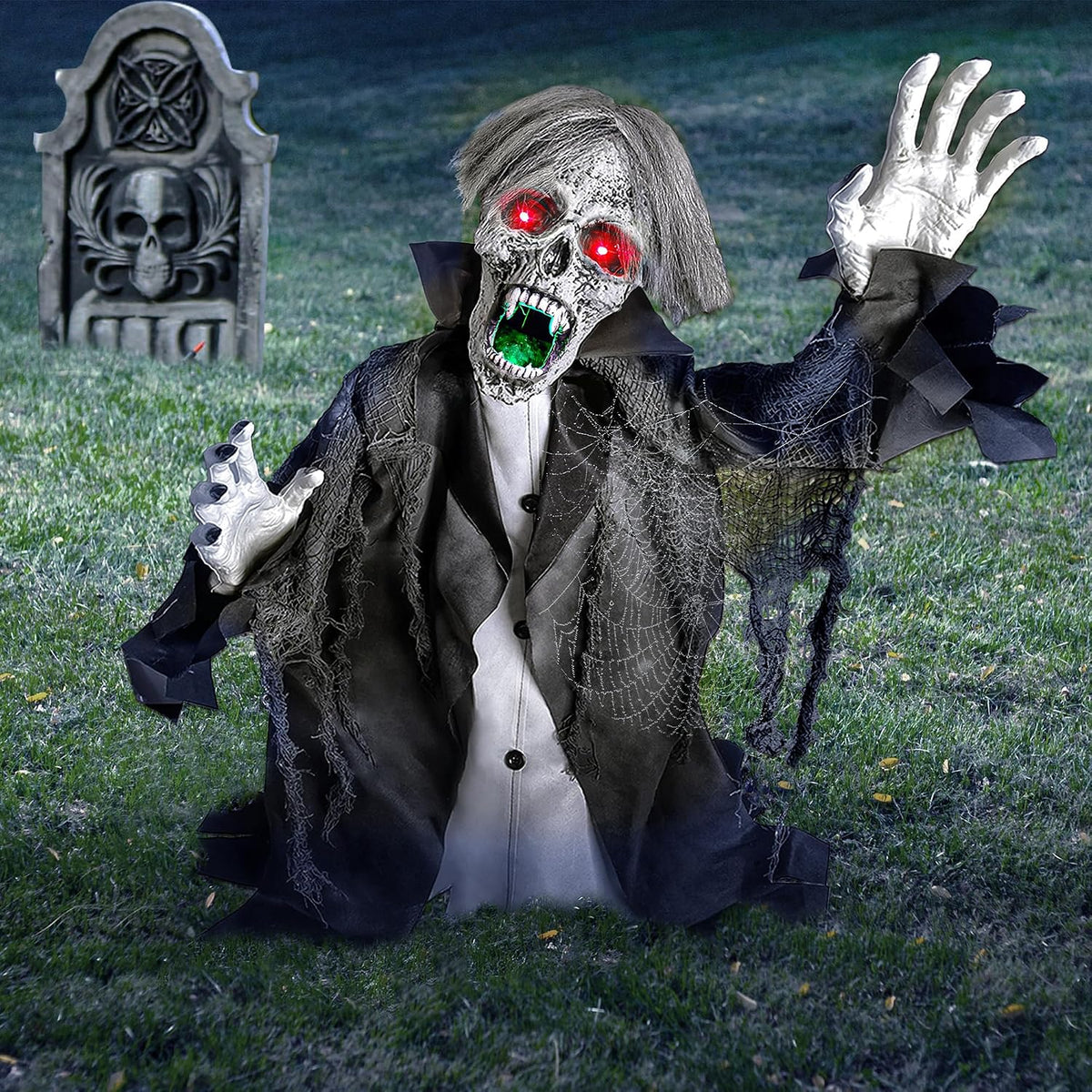 Halloween Animatronic Zombie Groundbreaker Decoration, 2.3 FT Motion & So...