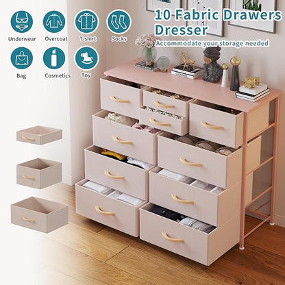 LUMTOK 10-Drawer Dresser, Fabric Storage Dressers Drawers - Image 4