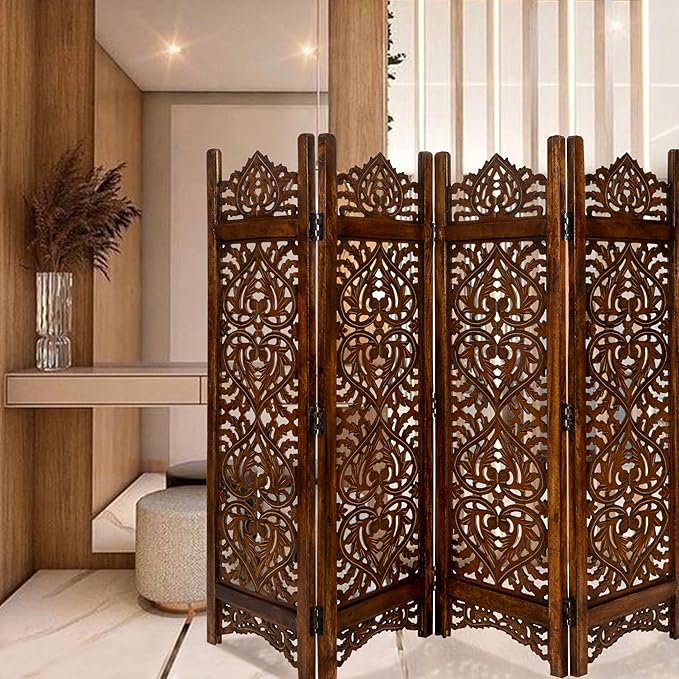 Lightnpro 4-Panel Wood-Heart Room Divider 64" × 48" - Image 9