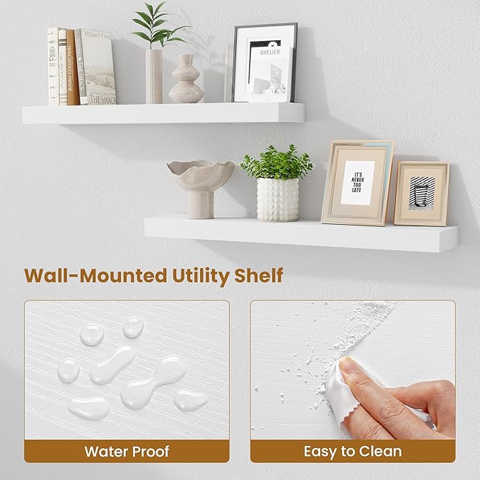 Fun Memories Bathroom Shelves 32 Inch Long Set of 2, Floating Shelves - Image 4