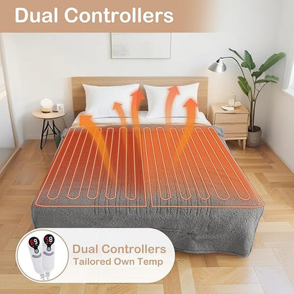 Electric Heated Blanket Queen Size 84"×90" Dual Control, 9 Heating Settings & - Image 3