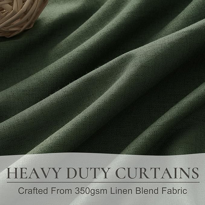 Dark Olive Green Curtains 70 Inch Length Extra Wide Pleated Black Out 84 Inch - Image 5