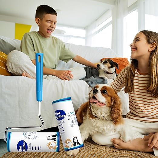Large Surface Extra Sticky Lint Roller 6.3'', 444 Sheets Long Handle Pet Hair - Image 6