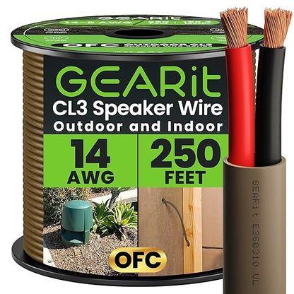 GEARit Outdoor Speaker Wire CL3 Rated, 14 Gauge Speaker Wire, Speaker Cable 250 by GEARit