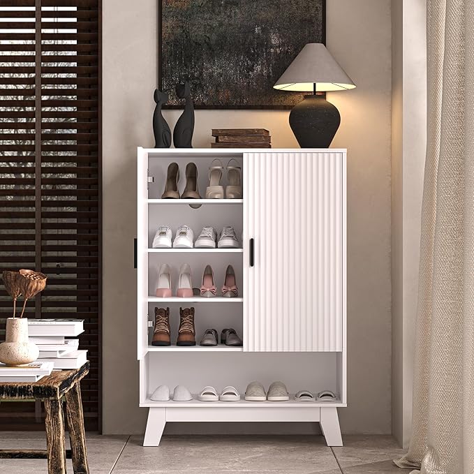 4-Tier Fluted Shoe Cabinet - Image 8