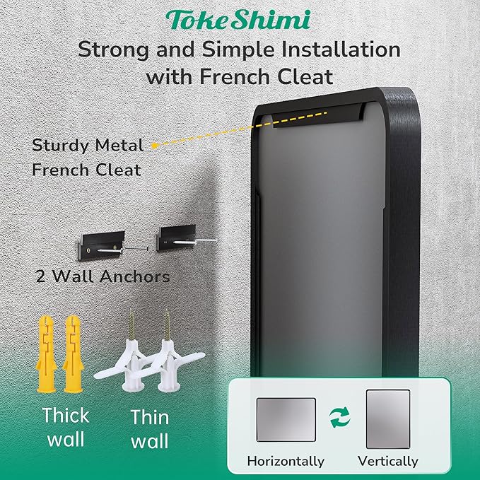 TokeShimi 30 x 30 Black Bathroom Mirror, Rectangle Bathroom Wall Mirror - Image 7