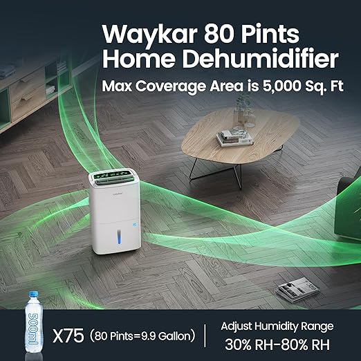Waykar Max 80 Pint/D Energy Star Home Dehumidifier - Image 2
