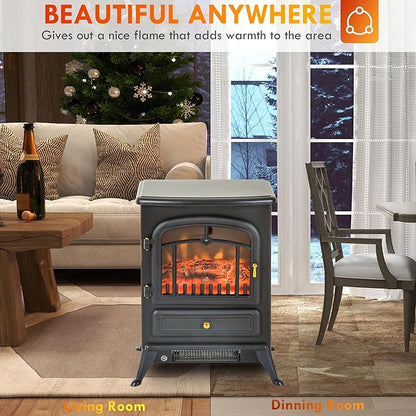HOMCOM 22" Electric Fireplace Heater, Freestanding Fire Place Stove - Image 8