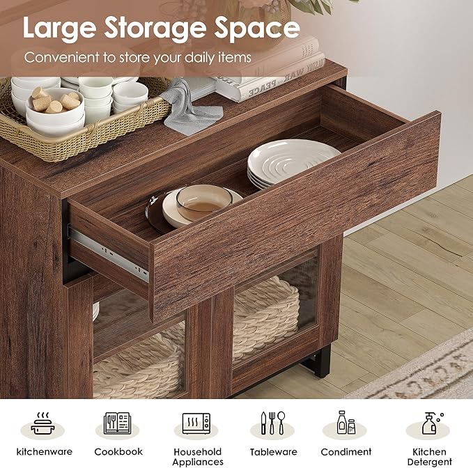 WAMPAT Modern TV Stand for TVs up to 120 inch, 4 in 1 TV Console - Image 9