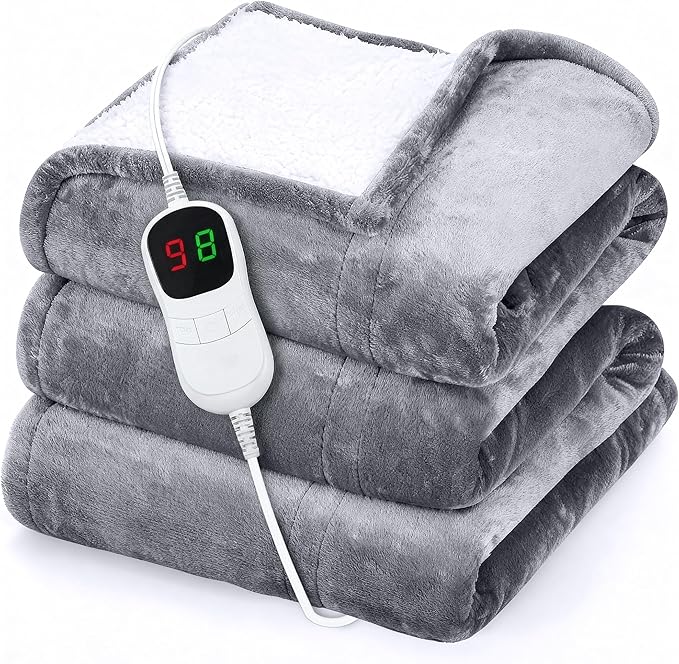 Heated Blanket Electric Throw 50"x60" – Safe Electric Heating Blanket by GENIANI