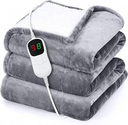 Heated Blanket Electric Throw 50"x60" – Safe Electric Heating Blanket by GENIANI