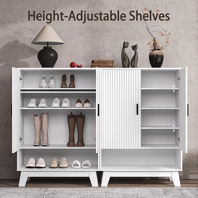 4-Tier Fluted Shoe Cabinet - Image 3